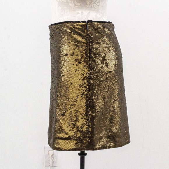 Massimo Dutti M Sequin Mini Skirt Gold Metallic - Picture 5 of 8